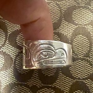 RING - Sterling Silver Sun And Eagles, Alert BAY, BC Approx Size 10.